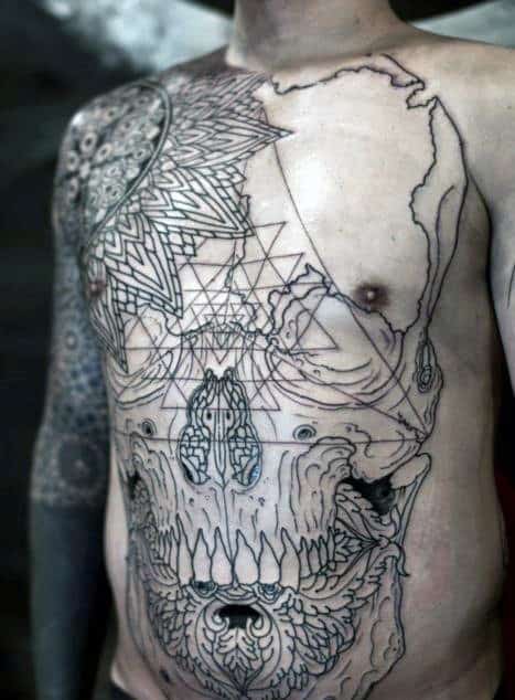 Skull Chest Tattoo Designs