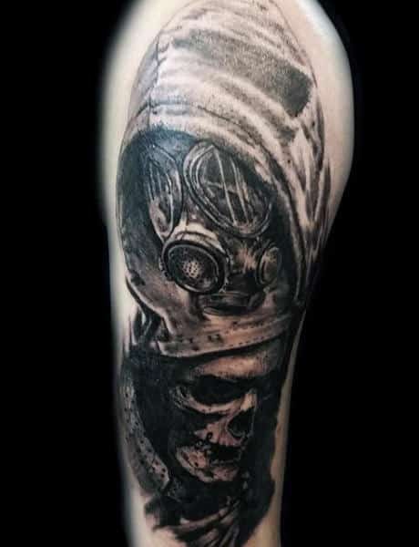 Skull Gas Mask Mens Tattoos On Arm