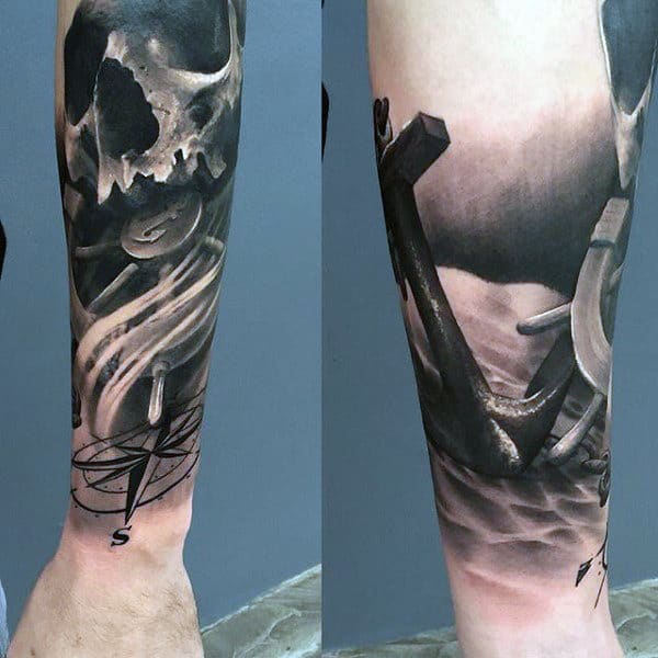 Skull Gentleman With Forearm Tattoo Sleeve
