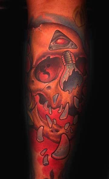 Skull Light Bulb Glass Mens Forearm Tattoo