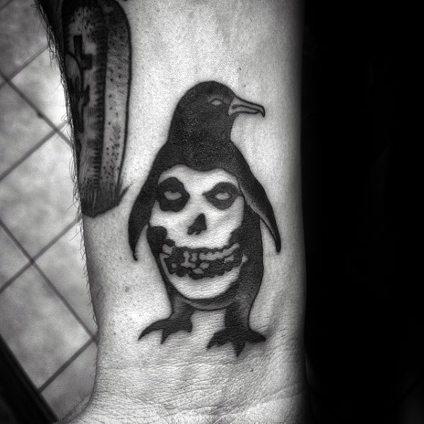 Skull Penguin Mens Wrist Tattoos