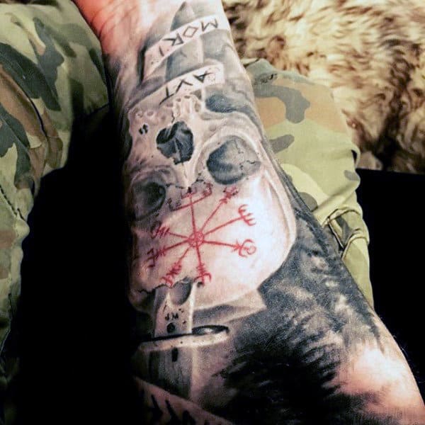 Skull Rune Mens Hand And Wrist Tattoos
