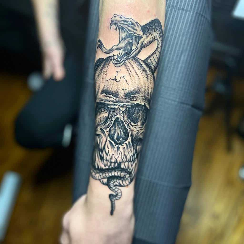 skull snake arm tattoo shane_mcloughlin123