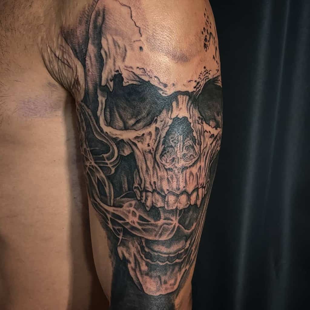skull upper arm tattoos for men fallenmonk