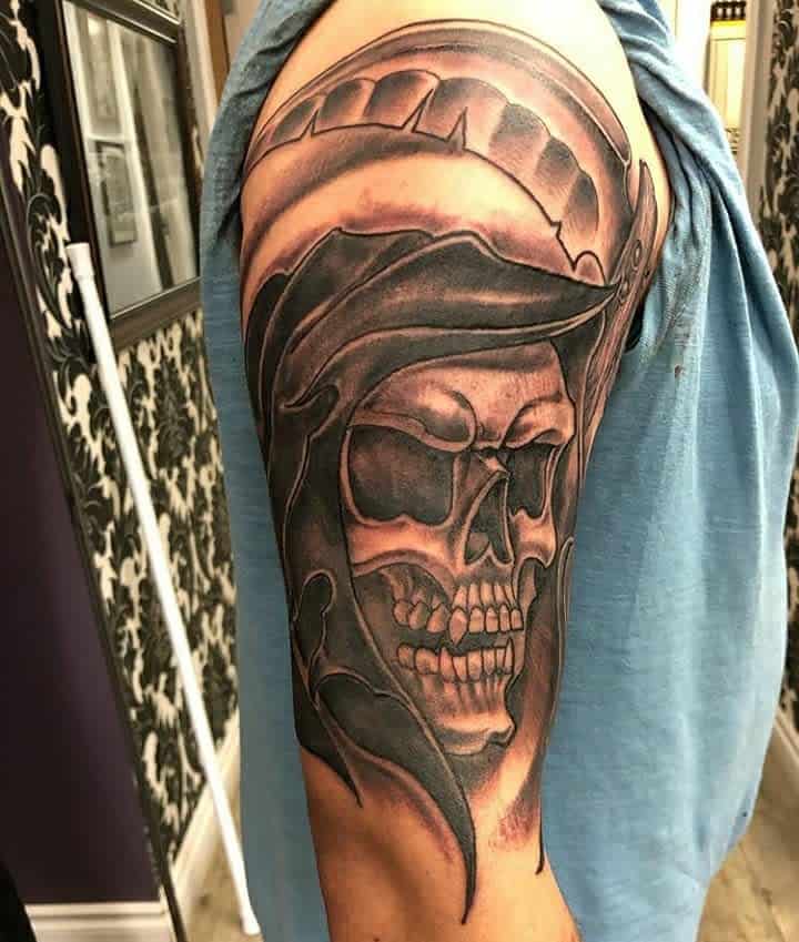 skull upper arm tattoos for men sterlingskullstudio