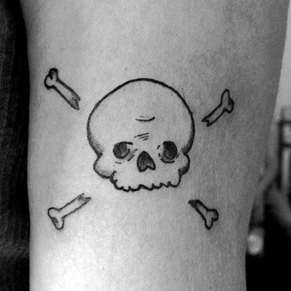 Skull With Cross Bones Male Simple Arm Tattoo