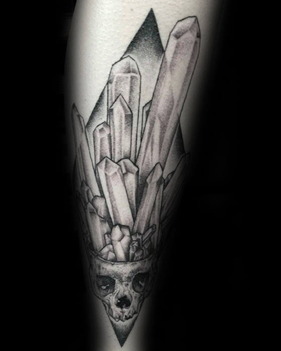 Skull With Head Of Crystals Mens Forearm Tattoo