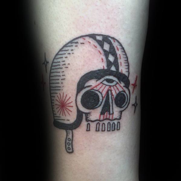Skull With Racing Helmet Small Creative Arm Tattoo Designs For Men
