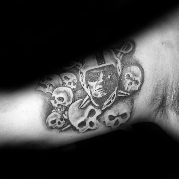 Skulls With Football Player Mens Nfl Themed Bicep Tattoos