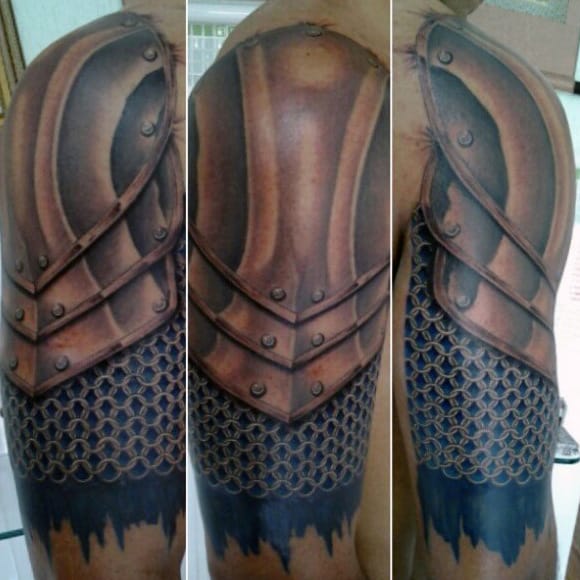 6-7 years old armor sleeve. #blackandgreytattoo #fullsleevetattoo  #armortattoo #medival #tattoo #pinoytattooartist | Instagram