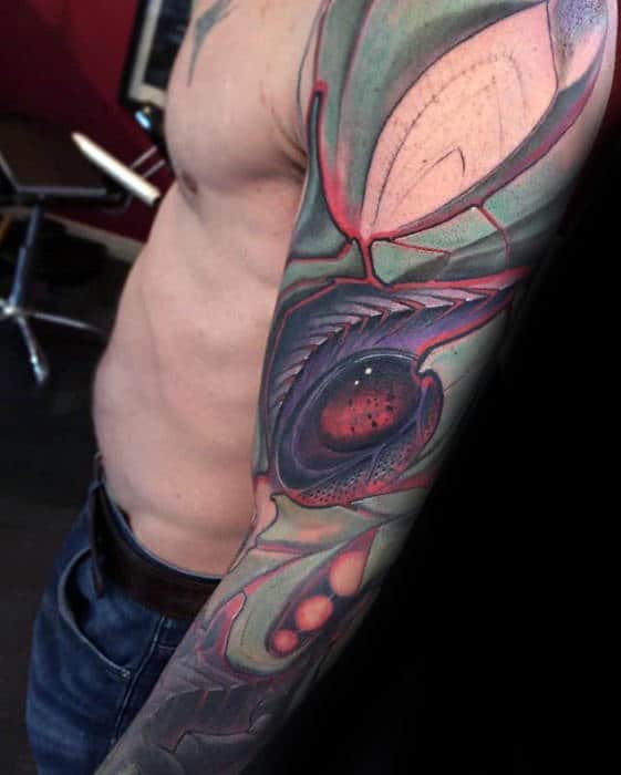 Sleeve Colorful Eye Abstract Male Sweet Tattoos