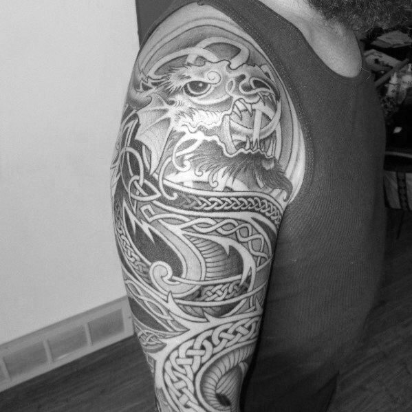 Sleeve Male Celtic Dragon Knot Tattoo Design Ideas