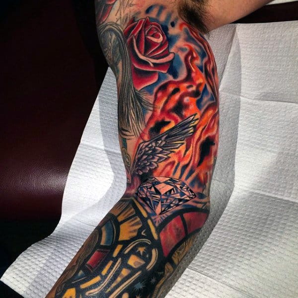 Sleeve Mens Tattoo Flames