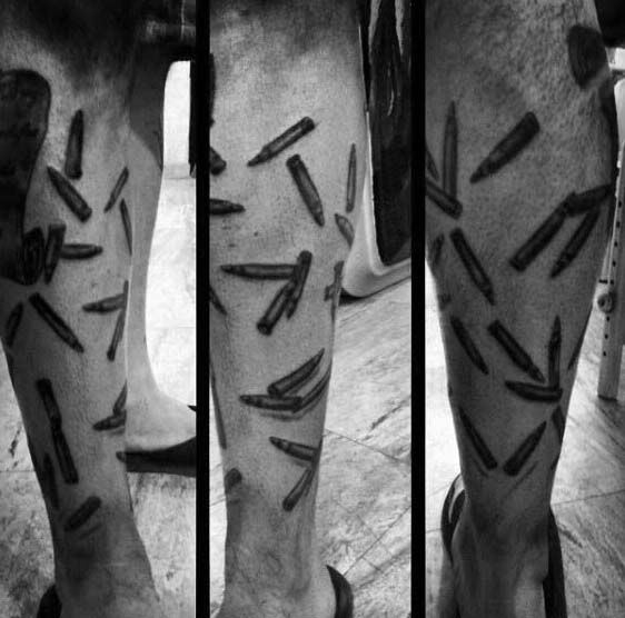 Sleeve Raining Bullet Tattoo Designs Fr Men On Leg Calf