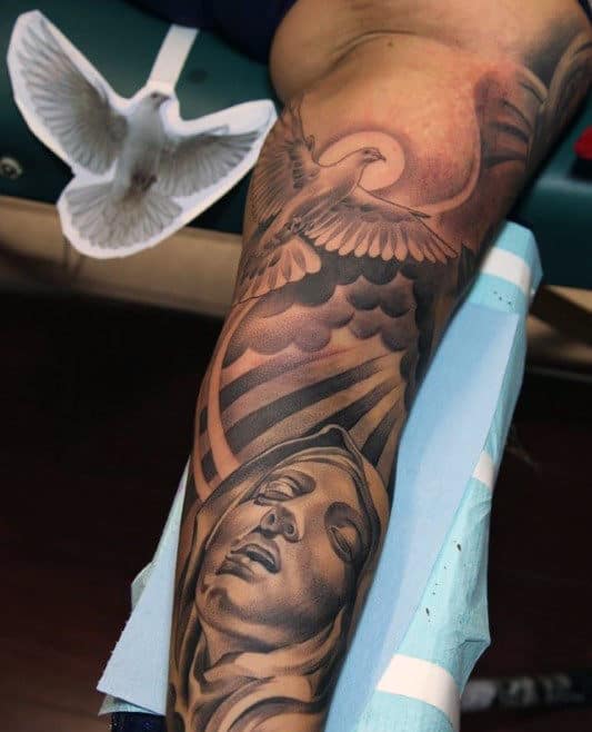 Sleeve Tattoo Dove For Males