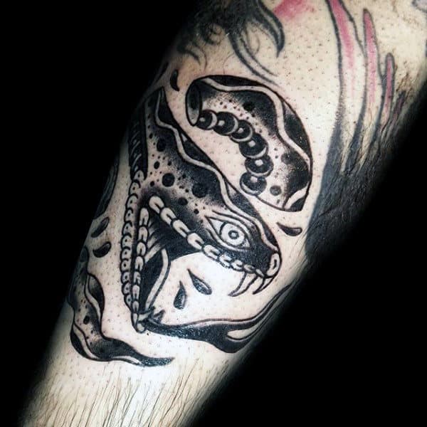 Sliced Snake Mens Traditional Forearm Tattoos
