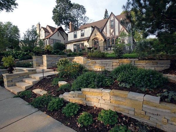 Slope Landscape Front Yard Home Designs
