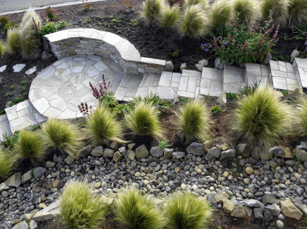 Slope Stone Stairs River Rock Landscaping Home Ideas