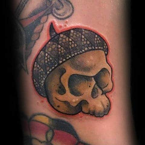 Small Acorn Skull Tattoo On Gentleman