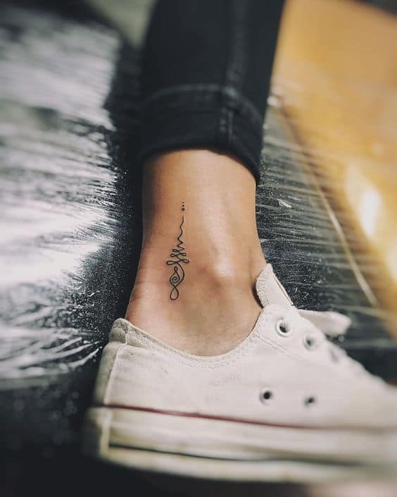 Small Ankle Unalome Tattoo