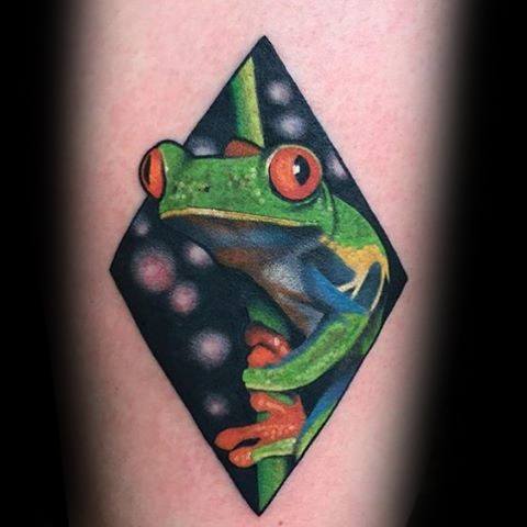 Small Arm Amazing Mens Tree Frog Tattoo Designs