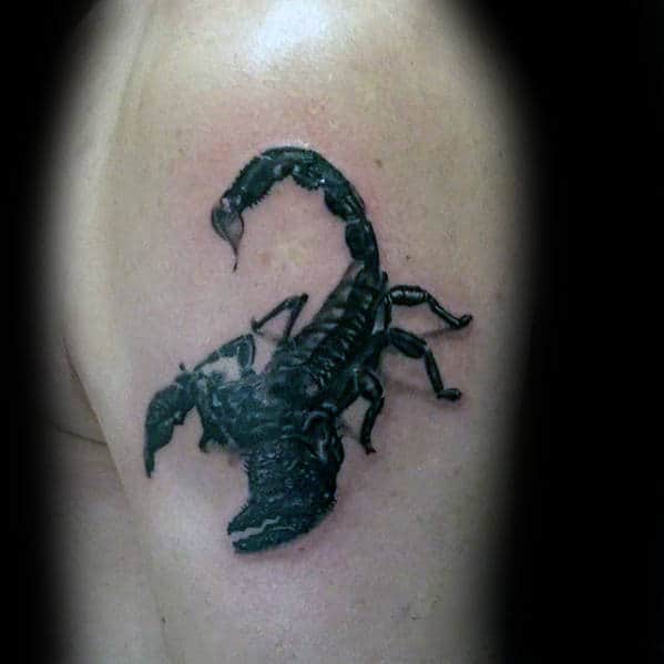 Small Arm Black 3d Scorpion Tattoo Ideas For Men