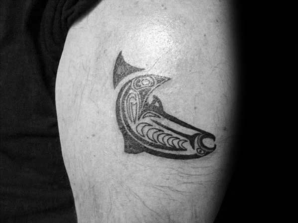 Small Arm Tribal Fish Tattoos For Gentlemen