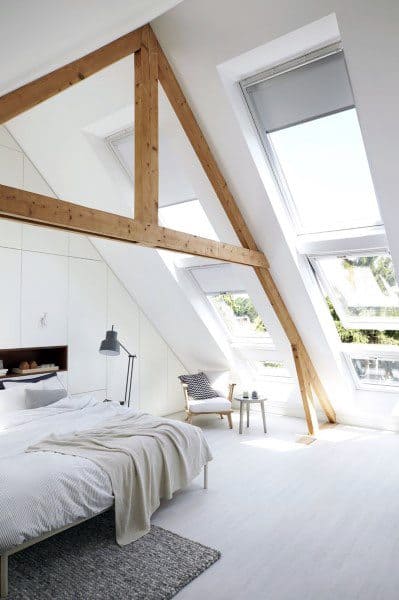 attic bedroom with skylight window 