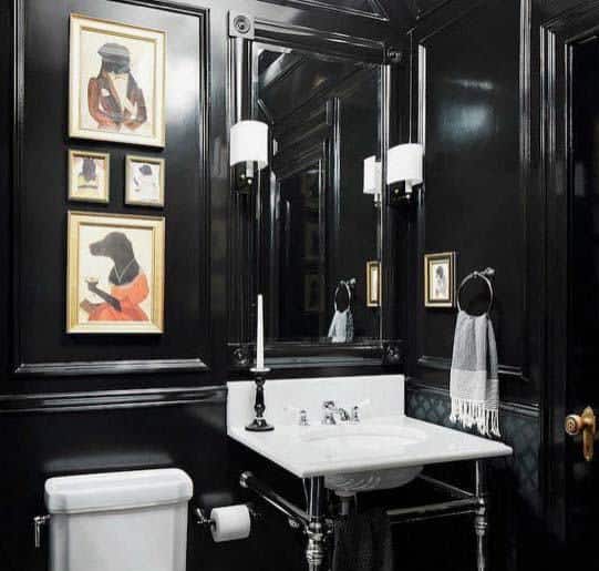 Top 60 Best Black Bathroom Ideas Dark Interior Designs - Tiny Dark Bathroom Ideas