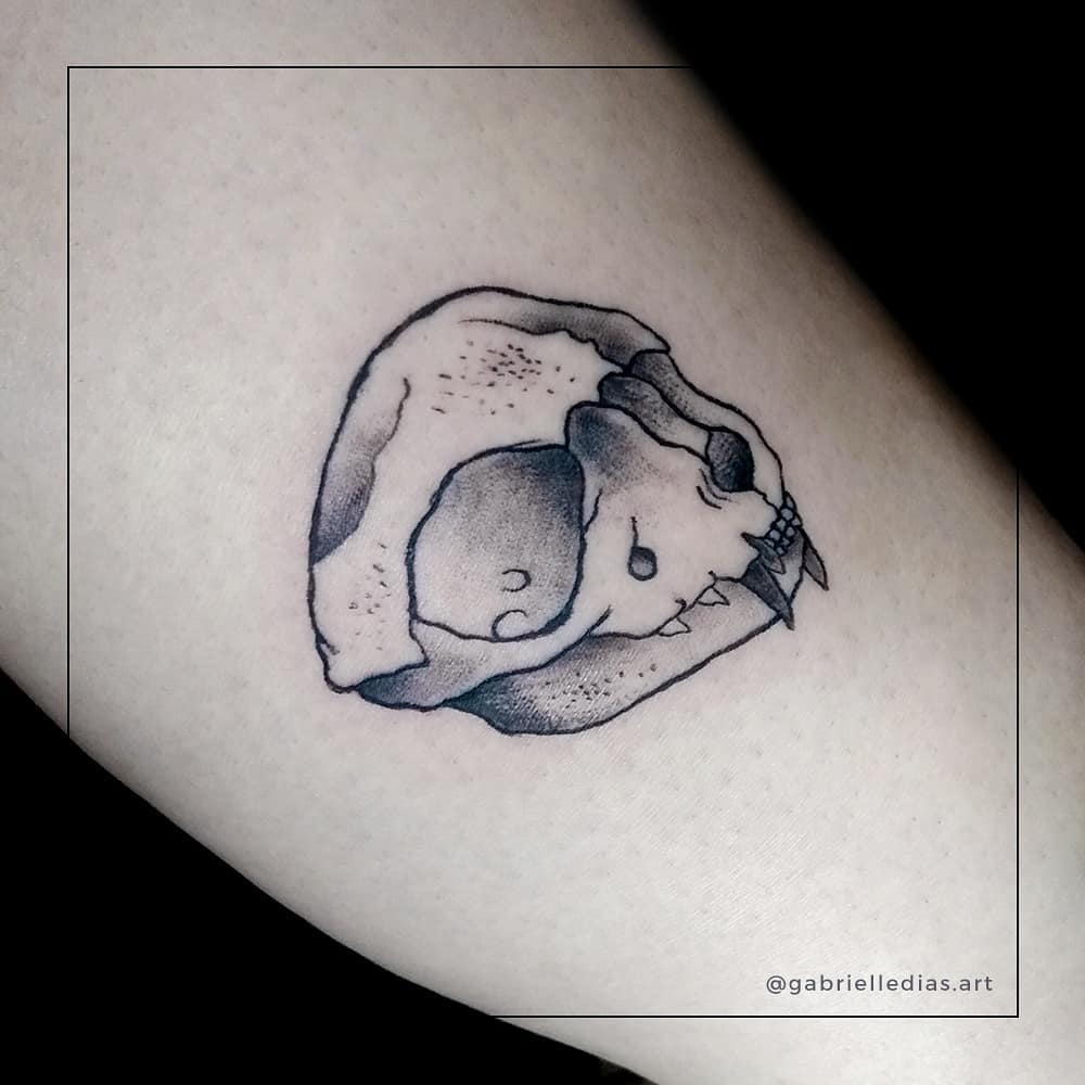 small cat skull tattoo gabrielledias art