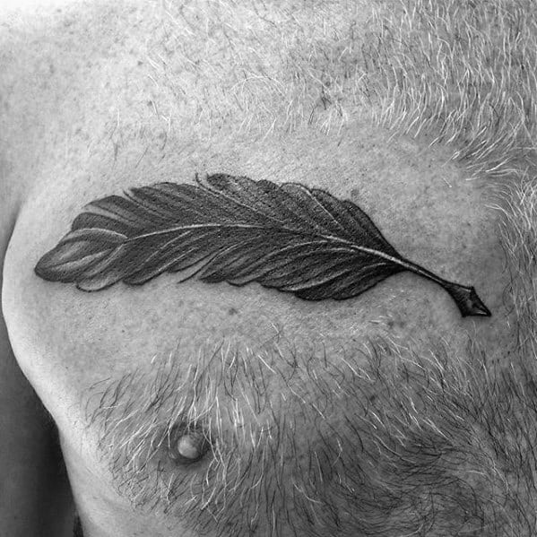 Small Chest Quill Male Tattoos
