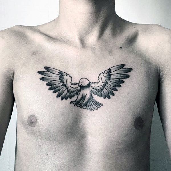 Small Chest Tattoo Of Eagle On Male