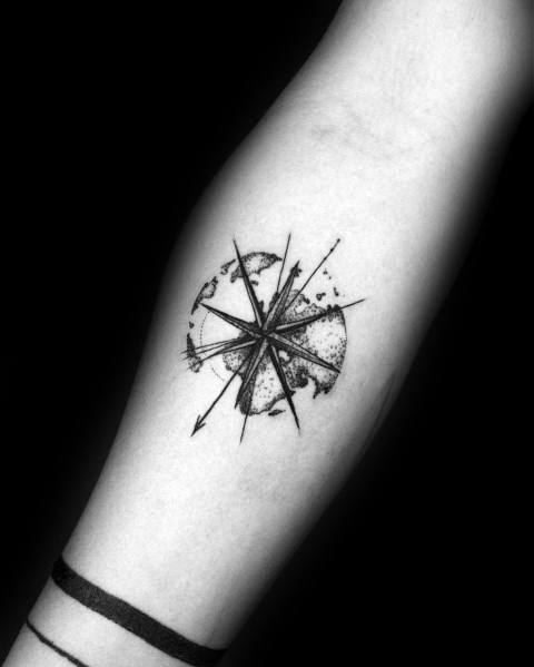Small Compass Male Tattoos