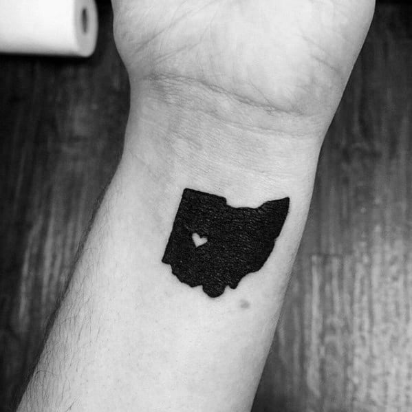 Small Cool Simple Mens Blackwork Ohio State Wrist Tattoo