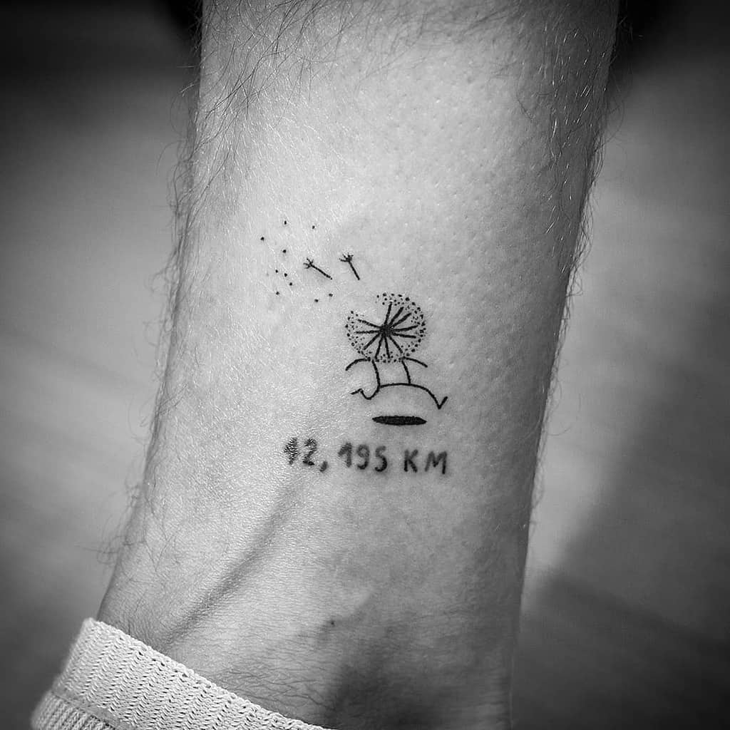 small dandelion tattoo with numbers