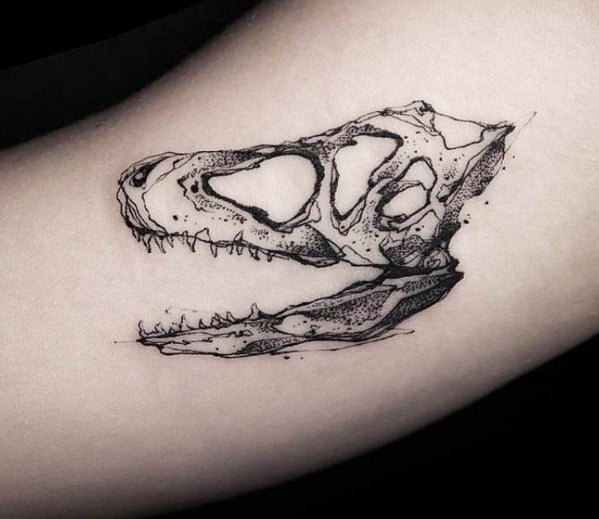 Small Detailed Animal Skull Inner Arm Tattoo For Gentlemen