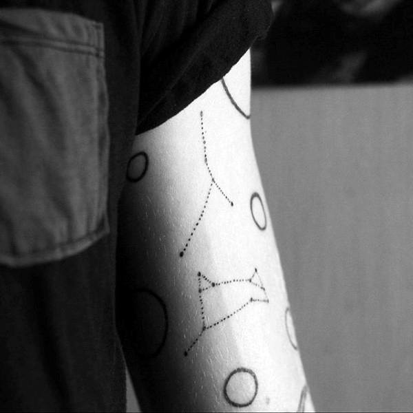 Small Dot Work Mens Arm Constellation Tattoos
