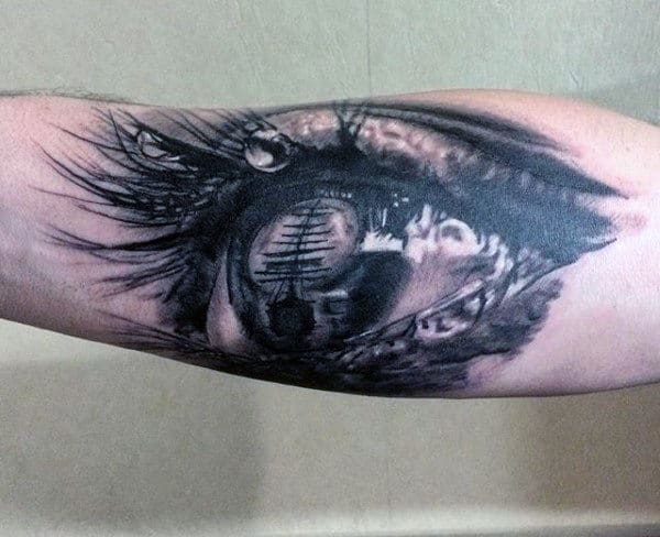 Small Eye Pirate Ship Tattoo For Men