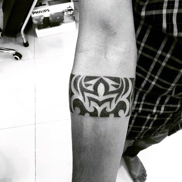 Small Forearm Armband Guys Tribal Black Ink Tattoos