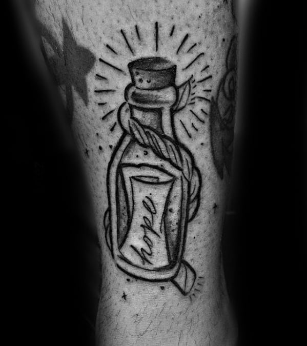 Small Forearm Message In A Bottle Tattoo Designs For Guys