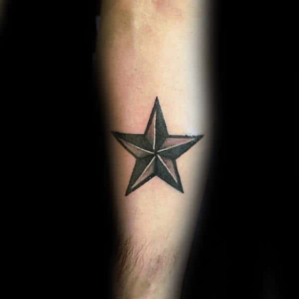 Small Forearm Nautical Star Male Tattoos