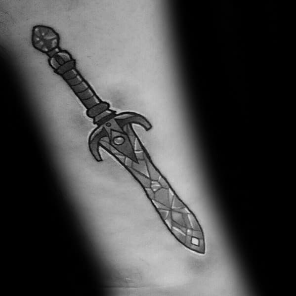 Small Forearm Sword Mens Skyrim Tattoo Design Inspiration