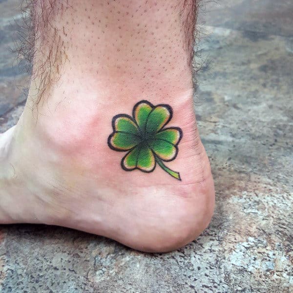 Small Four Leaf Clover Foot Tattoos For Guys
