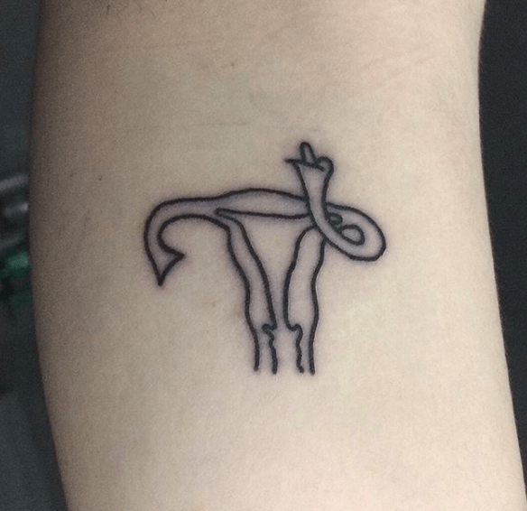 Small Funny Clever Uterus Tattoo