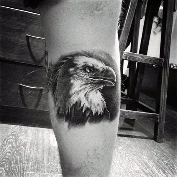 Small Gray Bald Eagle Tattoo Mens Elbows