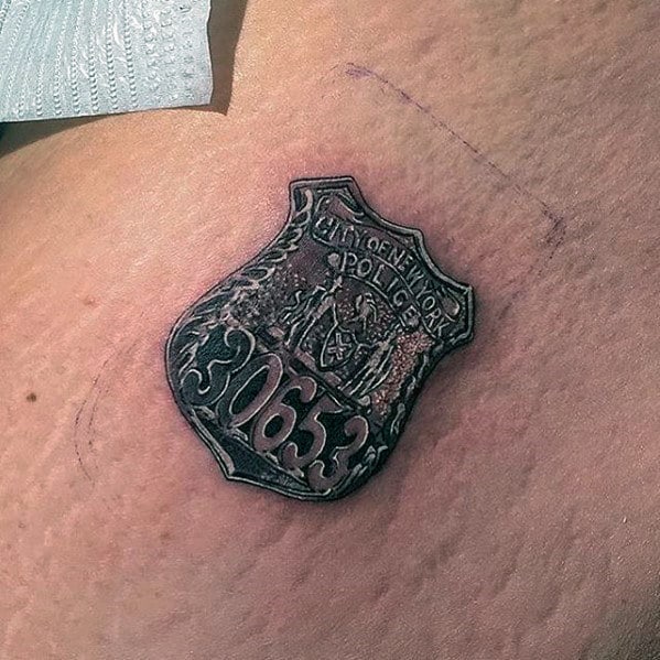 Small Guys Detailed Police Badge Back Tattoo