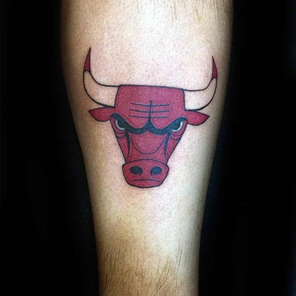 Small Guys Inner Forearm Chicago Bulls Logo Tattoo Design