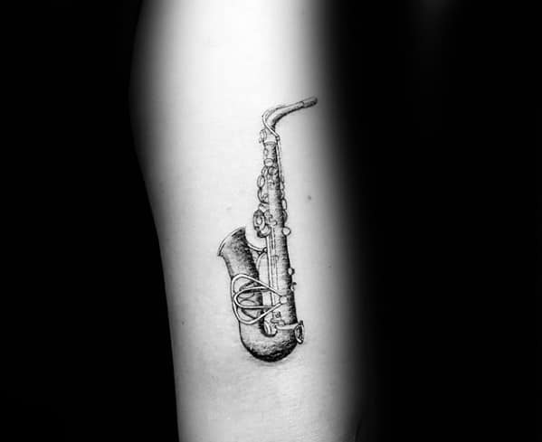 Small Guys Saxophone Tattoo Ideas On Arm