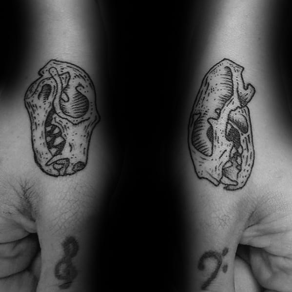 Small Hand Animal Skull Guys Tattoo Ideas