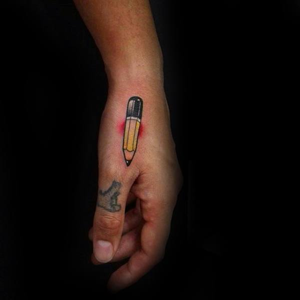 Small Hand Pencil Tattoo Design On Man